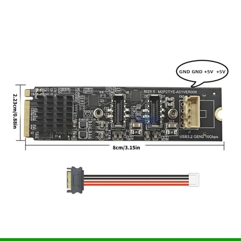 U55C PCIe 개방형 10Gbps 속도 매칭 USB 3 버전 2 및 스토리지 프로토콜의 2개 콘센트 유형 C 확장 모듈