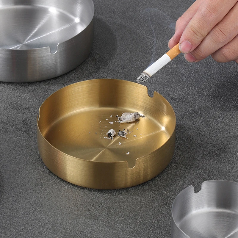 Cigarettes Ashtray Portable Ashtray Stainless Steel Ashtray Metal Ashtray 8cm Round Stainless Steel Cigarette Ashtray Portable Tabletop Ash Tray For Smoker