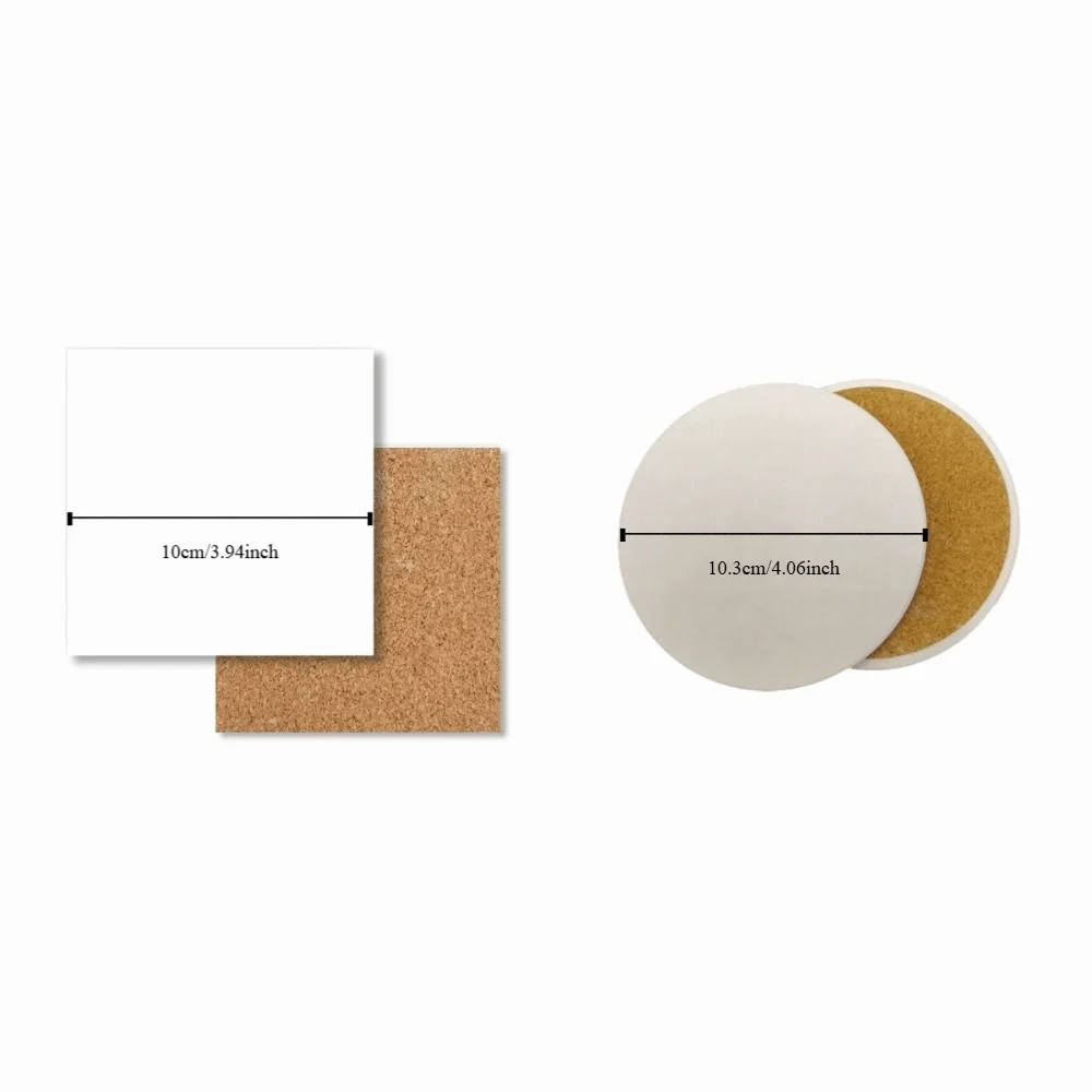Non-Slip Heat Resistant Cork Ceramic Coaster Set for Table Protection and Decoration