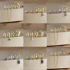 4pcs Fashion Colorful Zirconia Chain Earrings Set for Women Two Hole Round Circle Curvy Gold Color Hoop Earring Wedding Jewelry 1