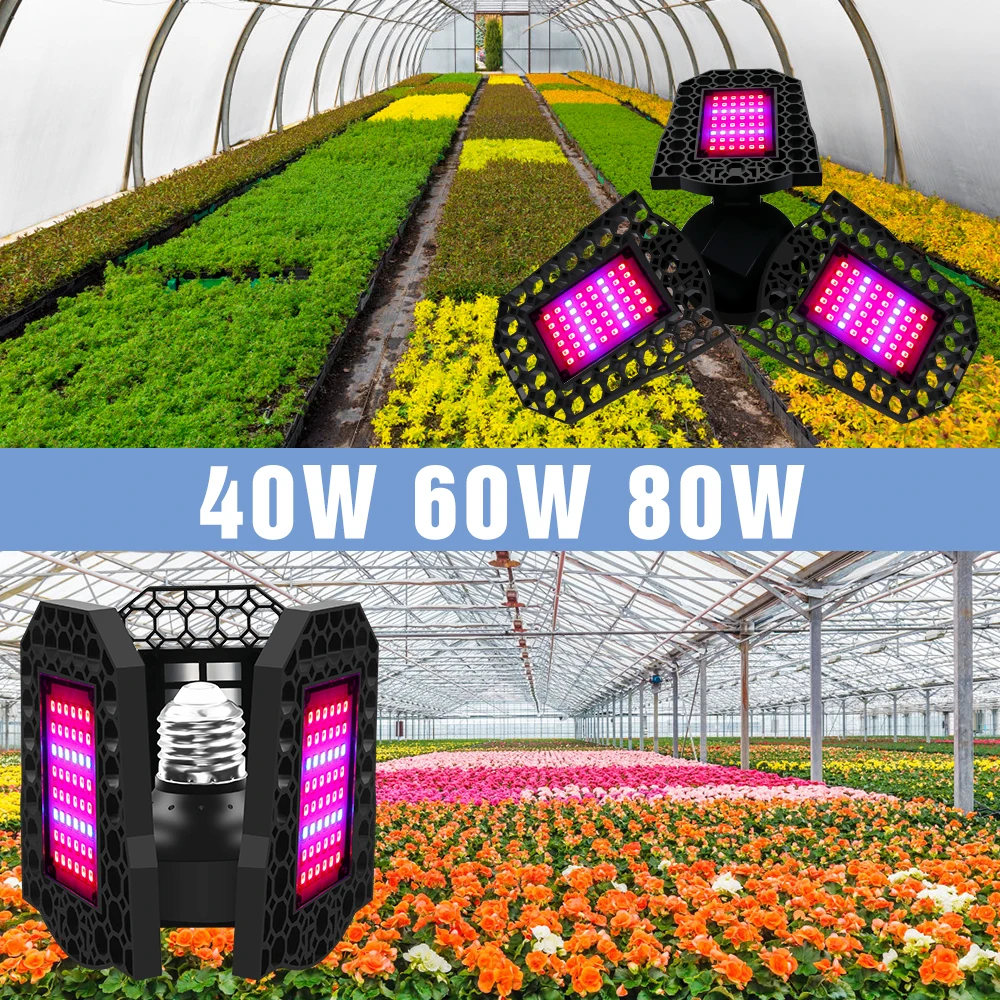 

LED Phyto Grow Lamp E27 Phytolamp LED Full Spectrum Growth Light Hydroponics Plant Bulb 40W 60W 80W Greenhouse Seedlings Growing