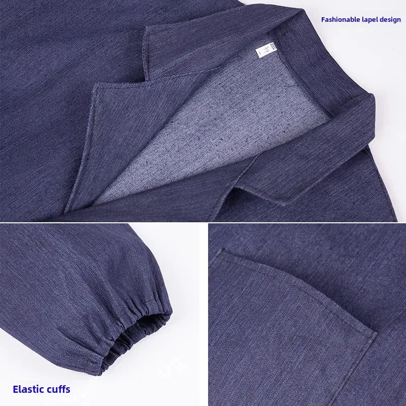 Thickened Denim Workwear Blue Large Apron Working Uniforms Casual Western Style Loose Fit For Men Leisure Clothing
