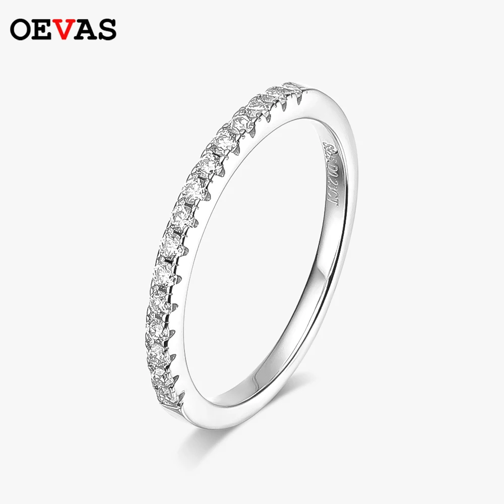 OEVAS Real Moissanite Band Ring 18K White Gold Color 100% 925 Sterling Silver for Anniversary Gifts Party Fine Jewelry silver ring,wedding rings,silver rings,moissanite ring,gemstone ring