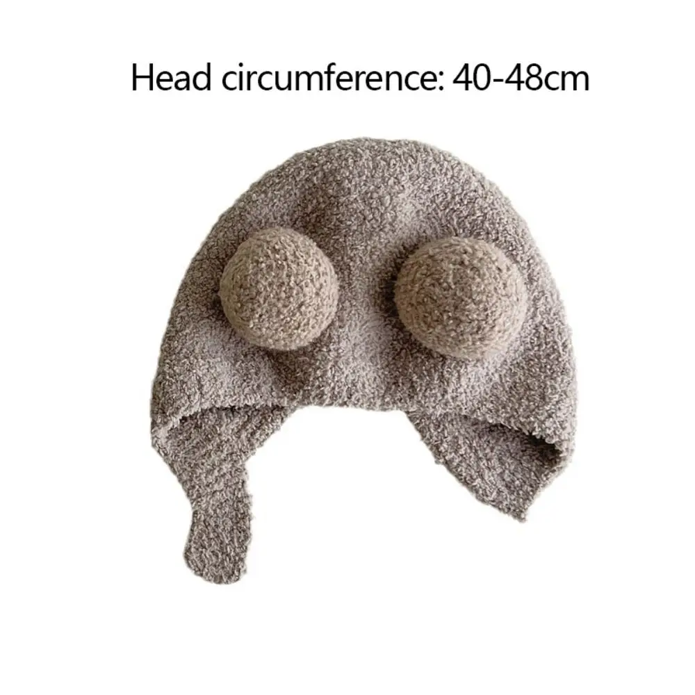 Autumn Winter Ear Protection Hats Cute Solid Color Soft Beanie Cap Windproof Baby Plush Hat