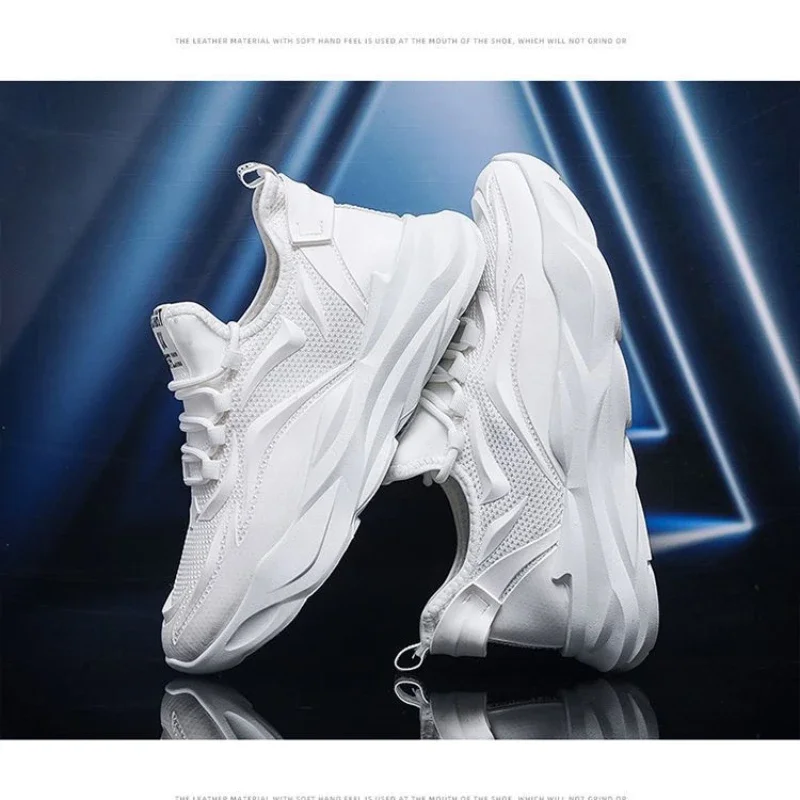 Men's Casual Sneakers 2024 Summer Black Men Sneakers Fashion Mesh Thick Sole Basic Breathable Wear-resistant Running Shoes Man 5