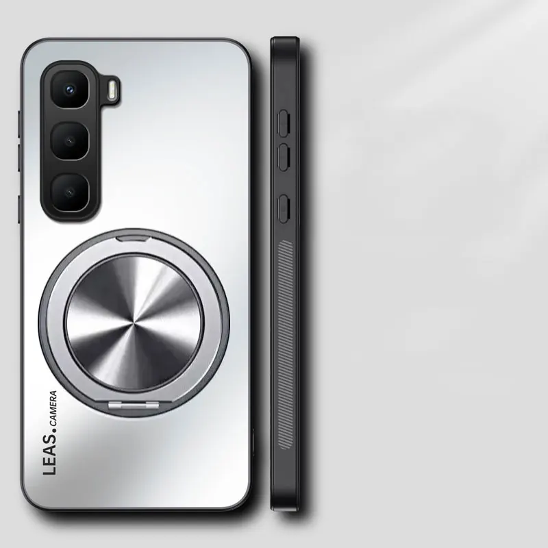 Frosted Magnetic Ring Holder Case with Matte Bumper and Camera Protective Cover