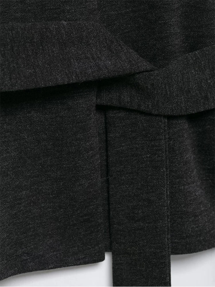 Women Chic Jacket Coat V Neck Long Sleeve Sashes Solid Color Fashion 2025 Fall Winter Office Lady Casual Simple Style Short Coat