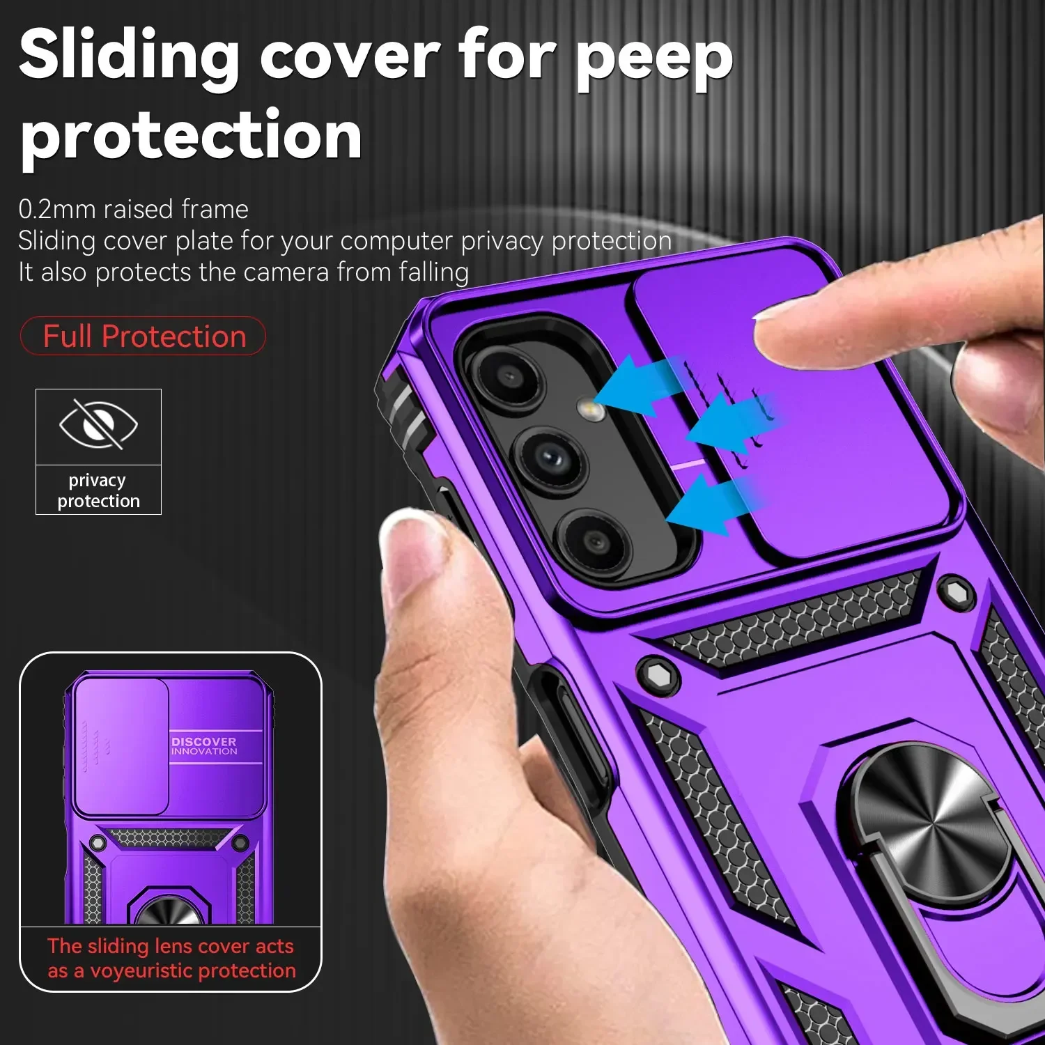 Ring Holder Shockproof Armor Phone Case with Airbag Protection