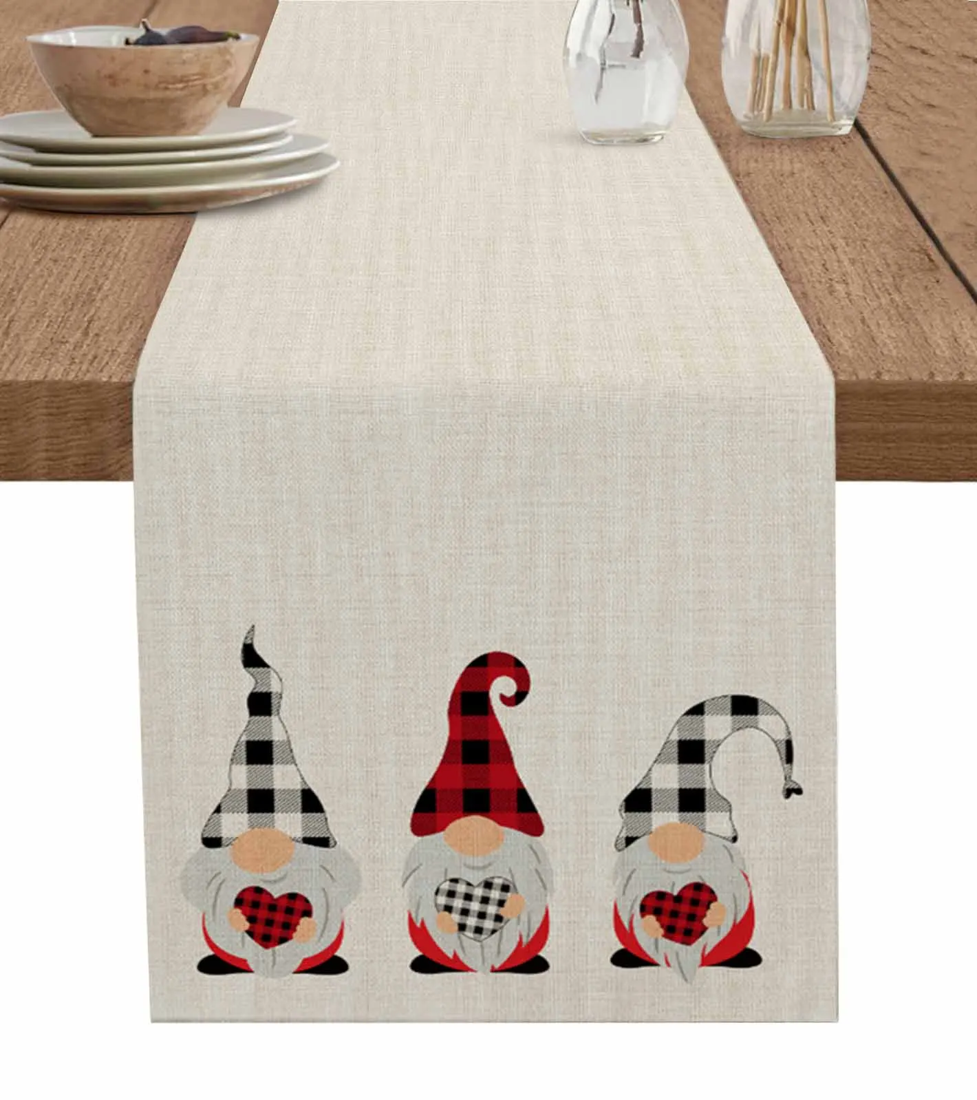 

Valentine Hearts Gnome Table Runner Luxury Wedding Decor Table Runner Home Dining Holiday Decor Tablecloth
