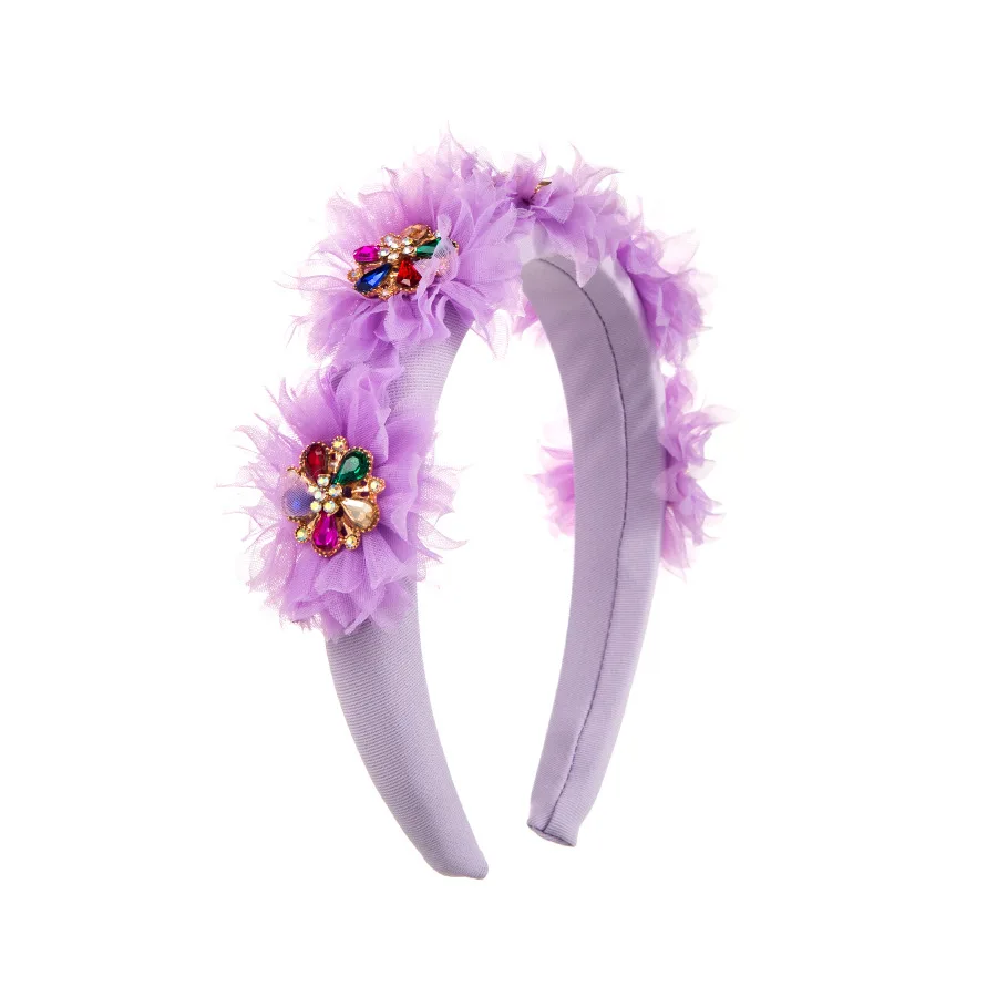 Fascia Per Capelli Con Strass E Perline Di Cristallo – Viola Con Catena Verde Scuro, Elegante Per Donne E Ragazze