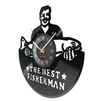 The Best Fisherman Fishery Wall Clock Funny Fishing Man Vintage Vinyl Record Wall Clock Gift For Fisherman Dad Fishing Lovers 2