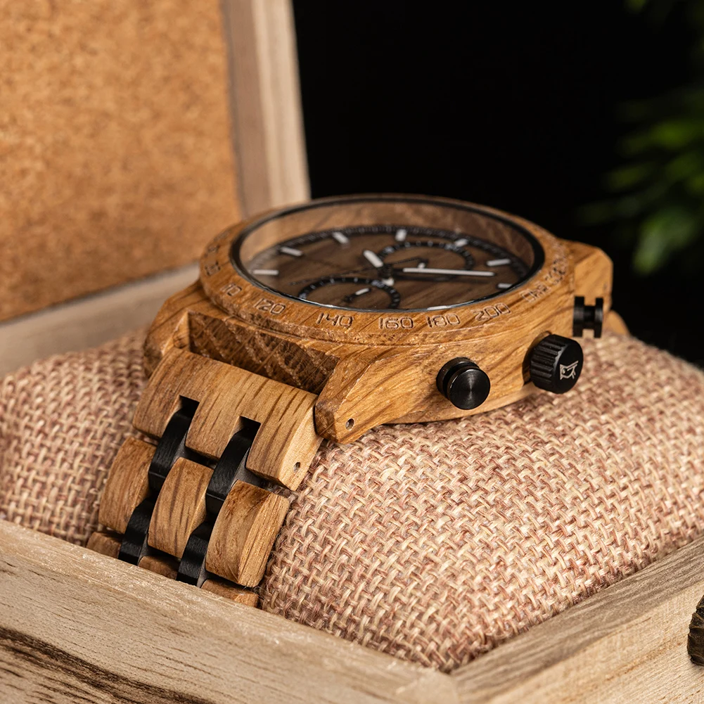 BOBO BIRD Men's Wooden Watch,Lightweight and sporty,Chronographable Dial,Support OEM,Dropshipping