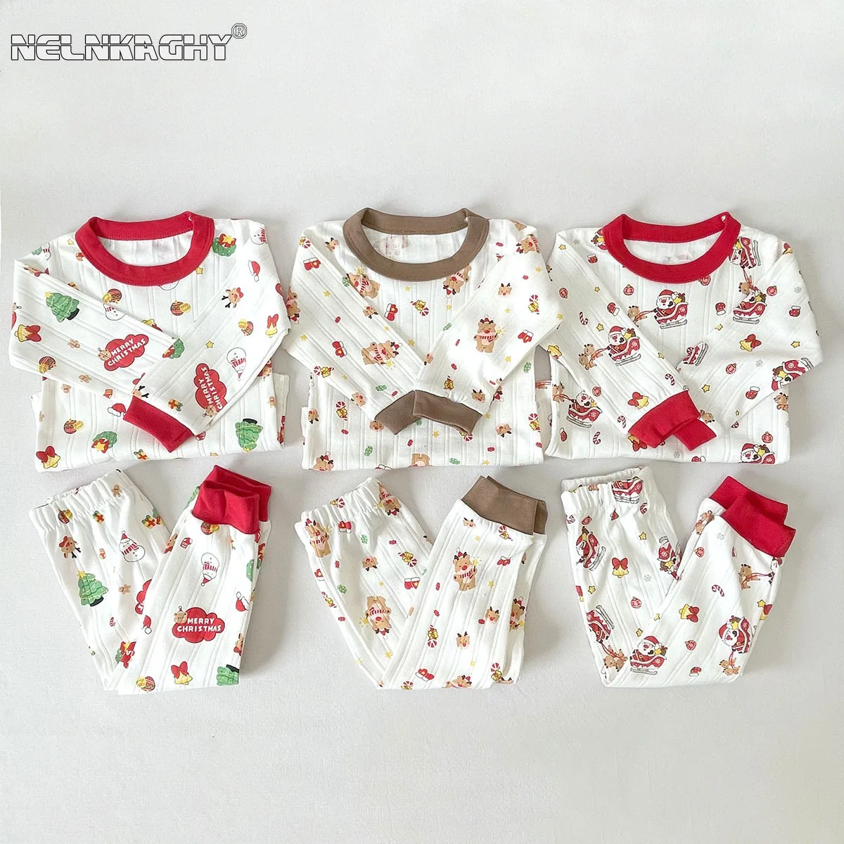 Conjunto de ropa de Navidad para niños, Top y pantalones con estampado de dibujos animados de alce y Papá Noel, 2 piezas, 0 a 10 años, otoño e invierno, novedad de 2023