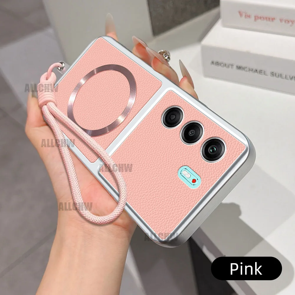 Luxury Leather Matte Magnetic Soft TPU Hand Phone Case