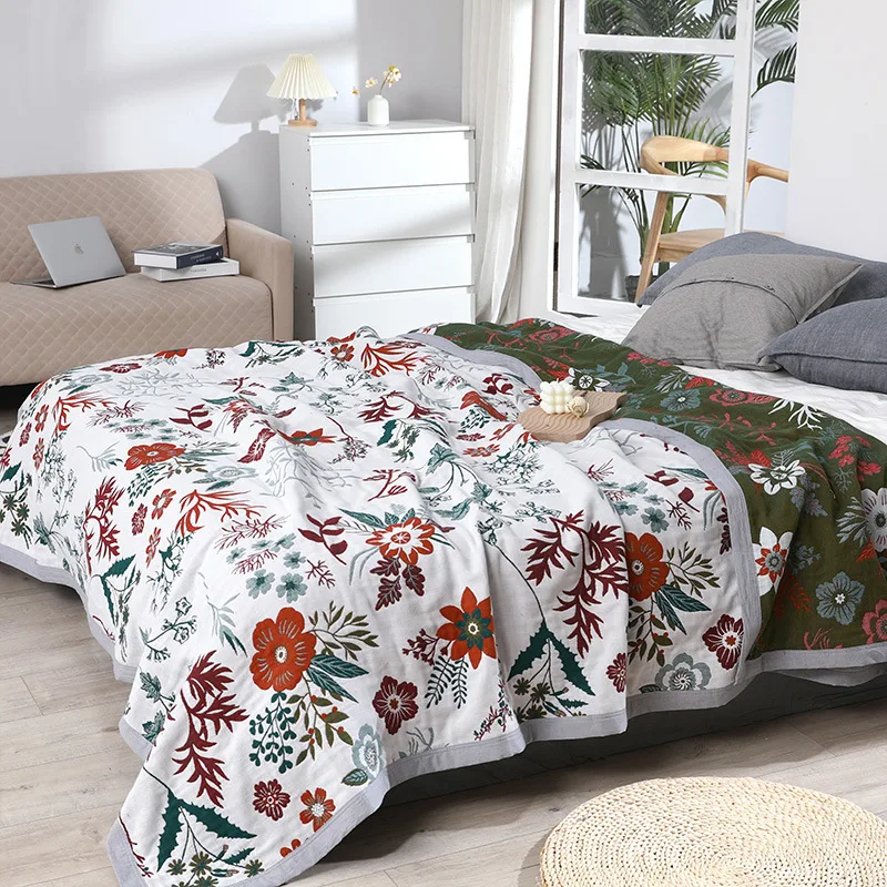 Japanese Cotton Blanket Soft Blanket Flowers Cotton Blanket Cover