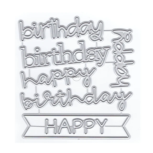 1pc 2-Layered Happy Birthday Metal Die Cuts For Card Making, DIY