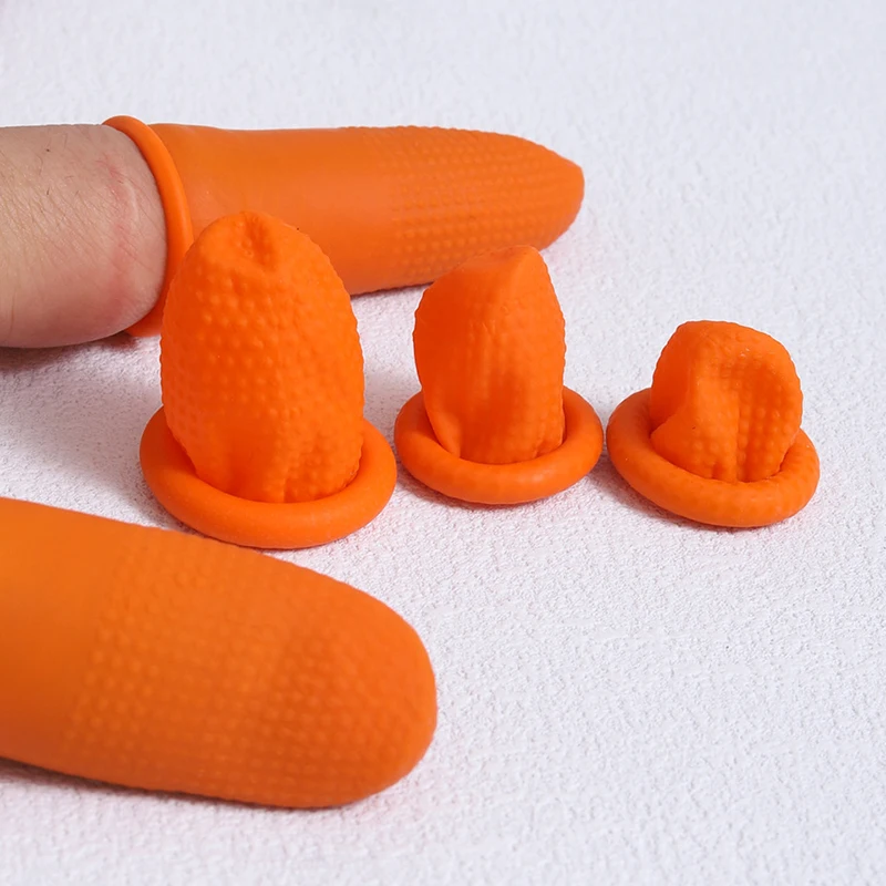 50PCS Leather DIY Craft Tool Orange Rubber Finger Covers Fingertip Protector Gloves For Leather Manual work