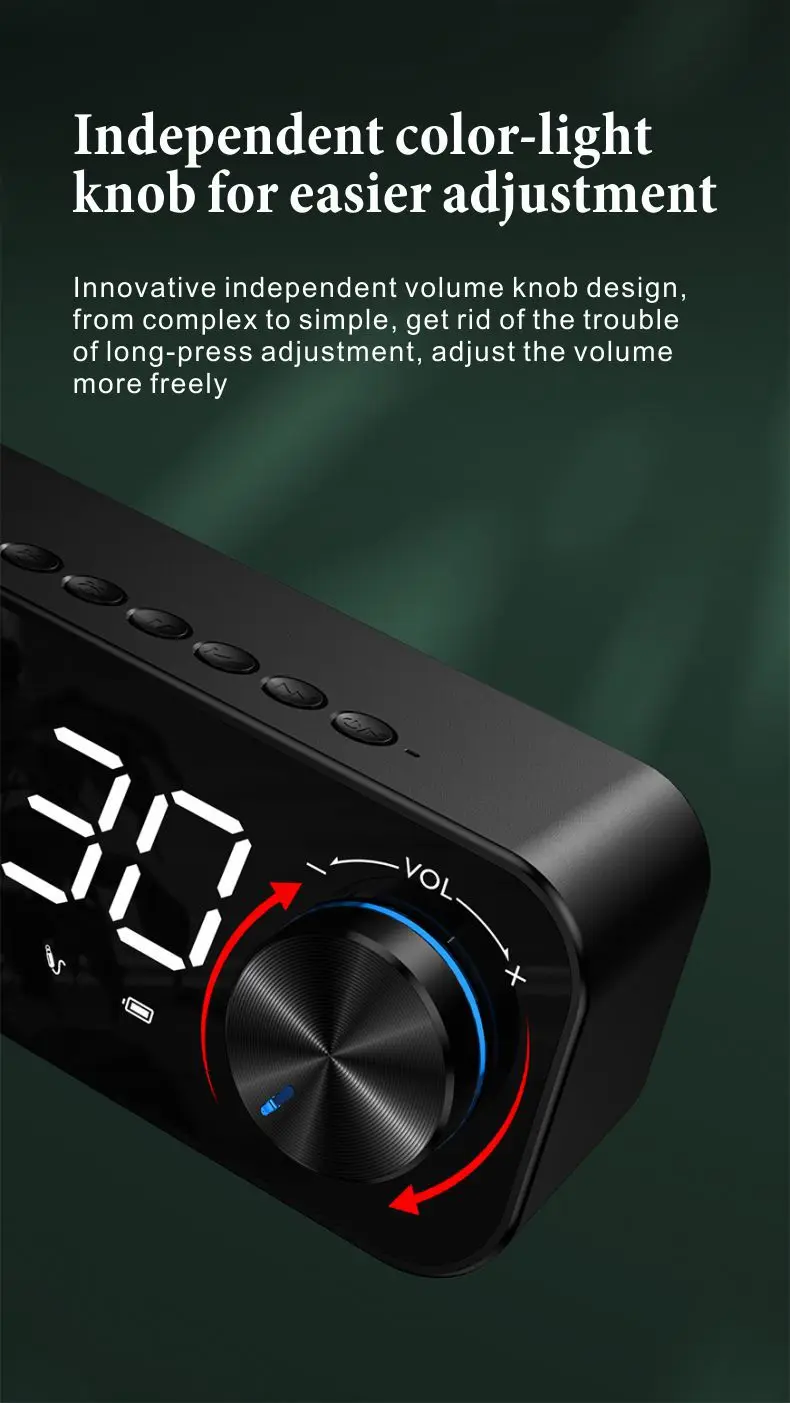 B126 2021 New Wireless BT5.0 Speaker Alarm Clock Digital Display LED Subwoofer Music Player Mini BT Speaker