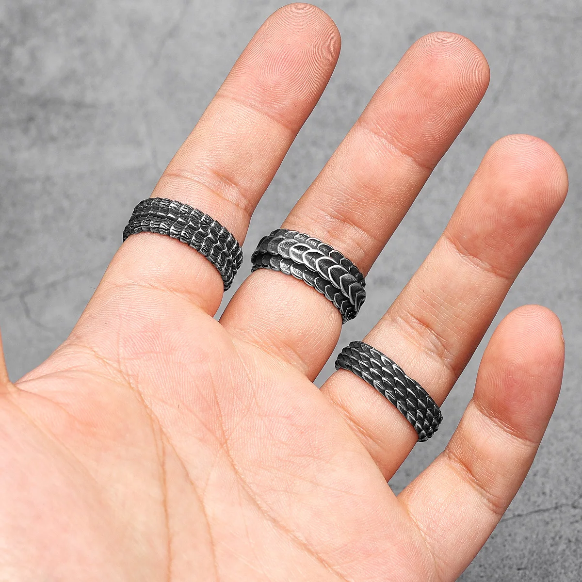 Scale Texture Ring 316L Stainless Steel Rings Men Simplicity
