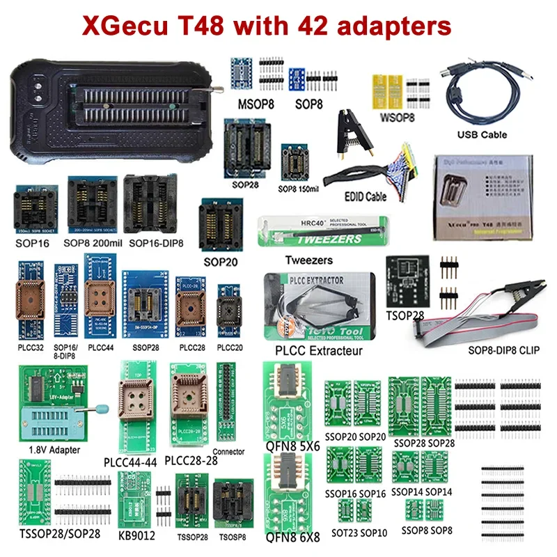 

T48 Programmer XGECU [TL866-3G] V12.25 Support 28000+ ICs for SPI/Nor/NAND Flash/EMMC BGA153/162/169/100/221 TSOP/SOP/PLCC