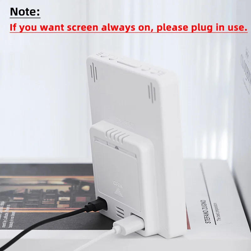 Digital Alarm Clock Multifunctional Large Screen Humidity Display Brightness Adjustment Charging Desktop Clock Home Office Decor
