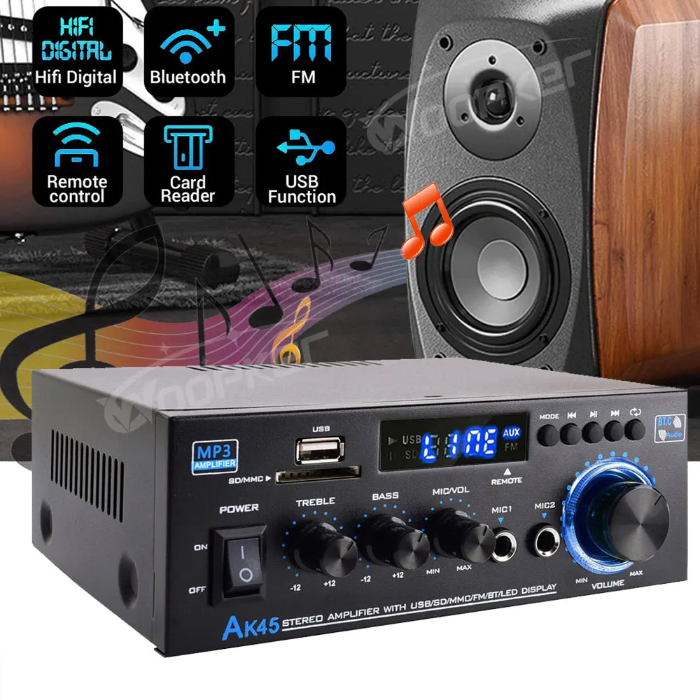 HiFi Digital Audio Amplifier Channel 2.0 Bluetooth Amp AK45 for Home Speakers 35