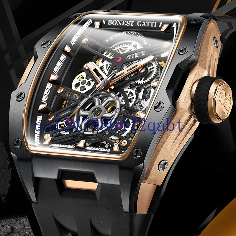BONEST GATTI watch fully automatic mechanical watch double-sided hollow business