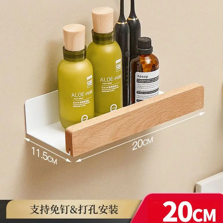 Floating Wooden Wall Shelves Metal Fixing Without Drilling Under TV Rack  Adhesive Hanging Home Bedroom Bathroom Decor Furniture