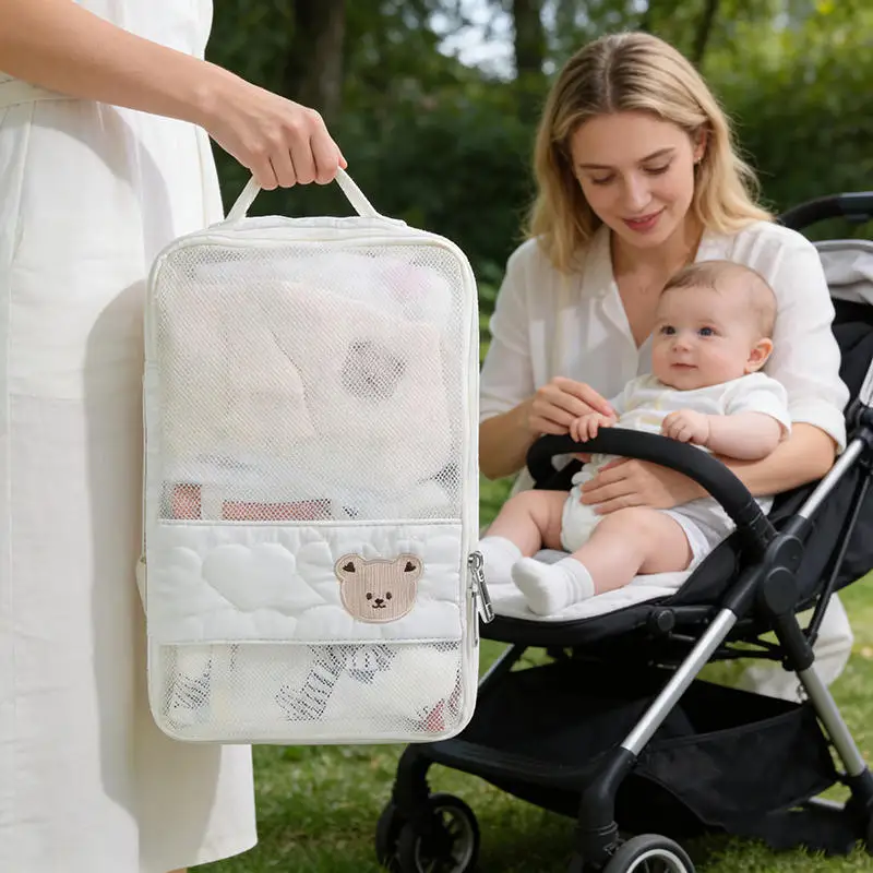 Borsa portaoggetti impermeabile portatile per pannolini, borsa da viaggio con cerniera per mamma, organizer multifunzionale per gli oggetti essenziali quotidiani del bambino