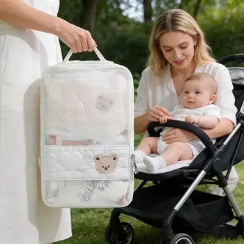 Borsa portaoggetti impermeabile portatile per pannolini, borsa da viaggio con cerniera per mamma, organizer multifunzionale per gli oggetti essenziali quotidiani del bambino