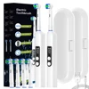2 Pack Smart Rotary Electric Toothbrush Set, 4 Modes Rechargeable Rotating Toothbrushes Compatible with Oral B Replacement Heads