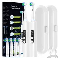 2 Pack Smart Rotary Electric Toothbrush Set, 4 Modes Rechargeable Rotating Toothbrushes Compatible with Oral B Replacement Heads