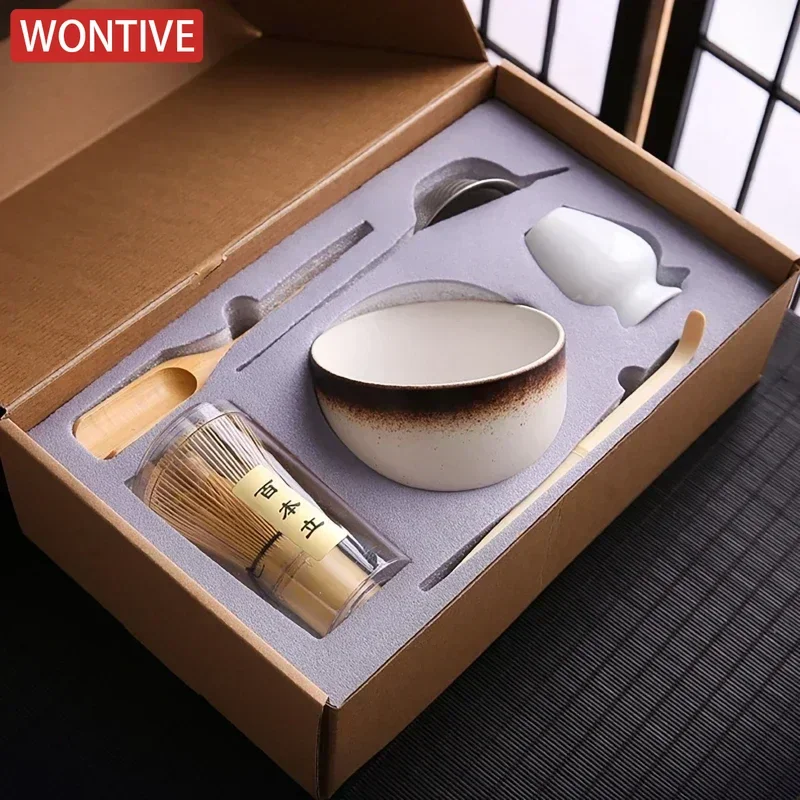 Matcha Whisk Set With Bowl & Sifter - 6 Piece Japanese Bamboo Tea Ceremony Kit