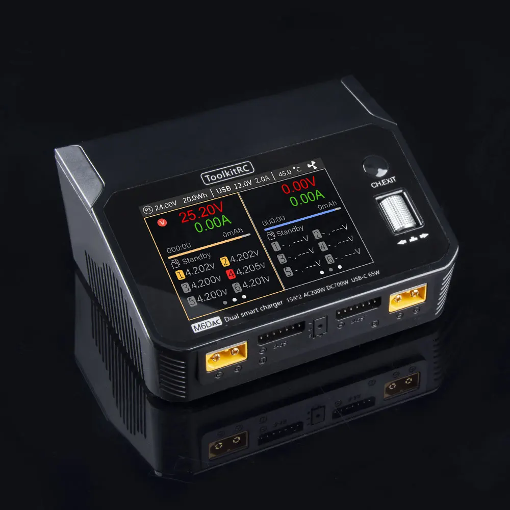 ToolkitRC M6DAC Двухканальный Lipo аккумулятор Быстрое зарядное устройство RC Модель Интеллектуальное интеллектуальное сбалансированное зарядное устройство для FPV Drone RC Car