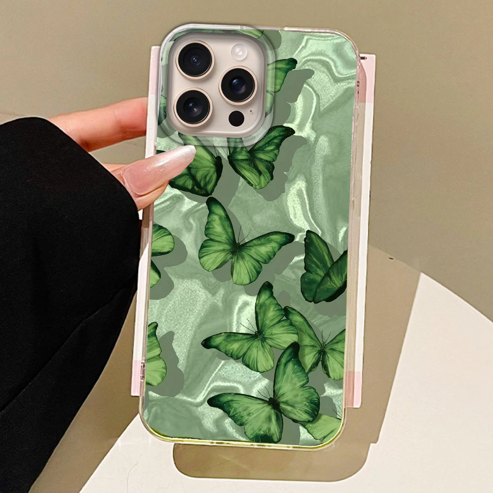 Green Butterfly Water Texture Silicone Phone Case - Stylish and Protective Back Cover