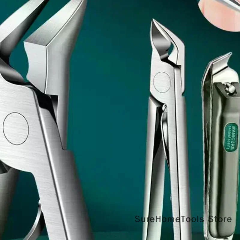 Professional Toe Nail Clippers Thick Ingrown Toenails Large Wide Jaw Opening Slanted Long Handle Fingernail Scissors Manicure