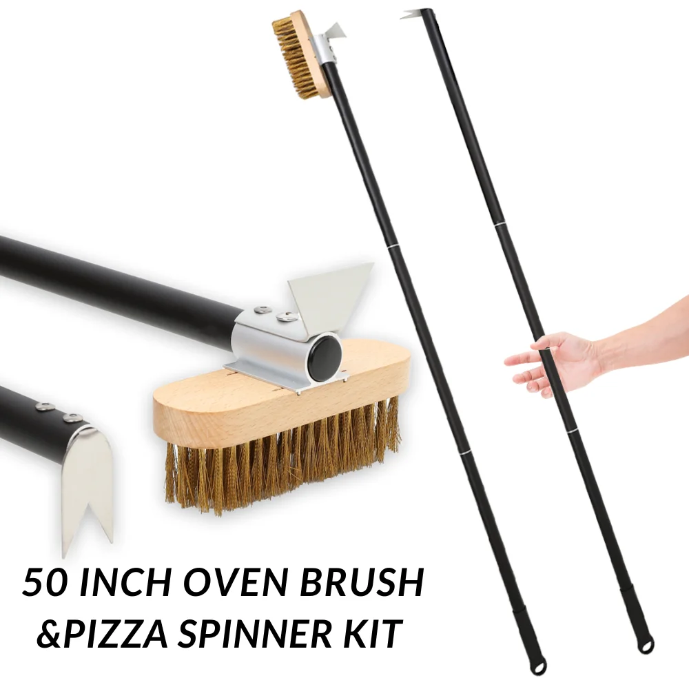 

Pizza Oven Accessories Cleaning Brush Pizza Turning Spinner Fork Stove Brush Grill Scraper Commercial Pizza Oven Utensil Kit