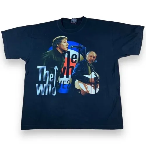 La Maglietta Vintage Who Large Black Band Concert Maniche Lunghe O Corte