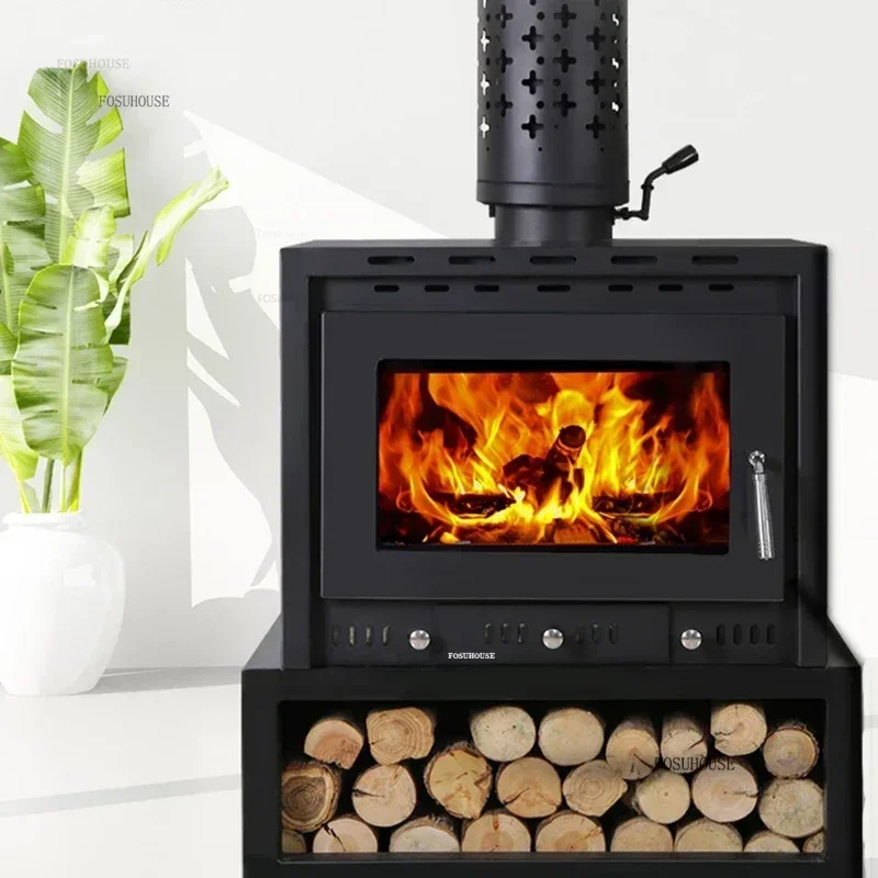Minimalist Modern Fireplace with Chimney Real Fire Wood Stove Household Heating Stove Rural Indoor Villa Fireplace Decoration X