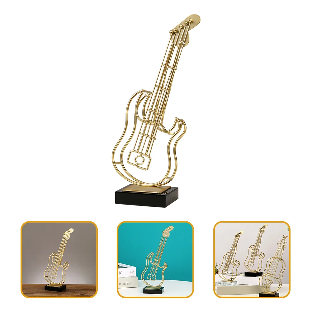 

Guitar Statue Decor Guitar Action Figure Musical Instrument Sculpture Electric Guitar Model Metal Guitar Sculpture Ornaments