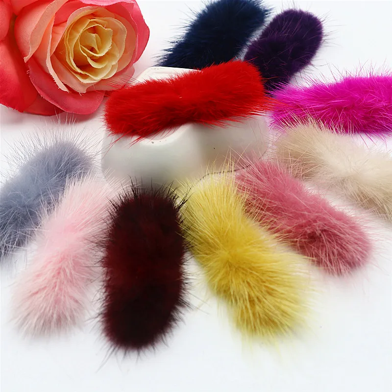 Craft Supplies Pom Poms Craft Supplies 5/10 Pcs 3*7 Cm Mink Fur Pom-pom Bow Tie DIY Hairpin Headdress Corsage Bow Tie DIY Hair Accessory Phone Case Crafts Material
