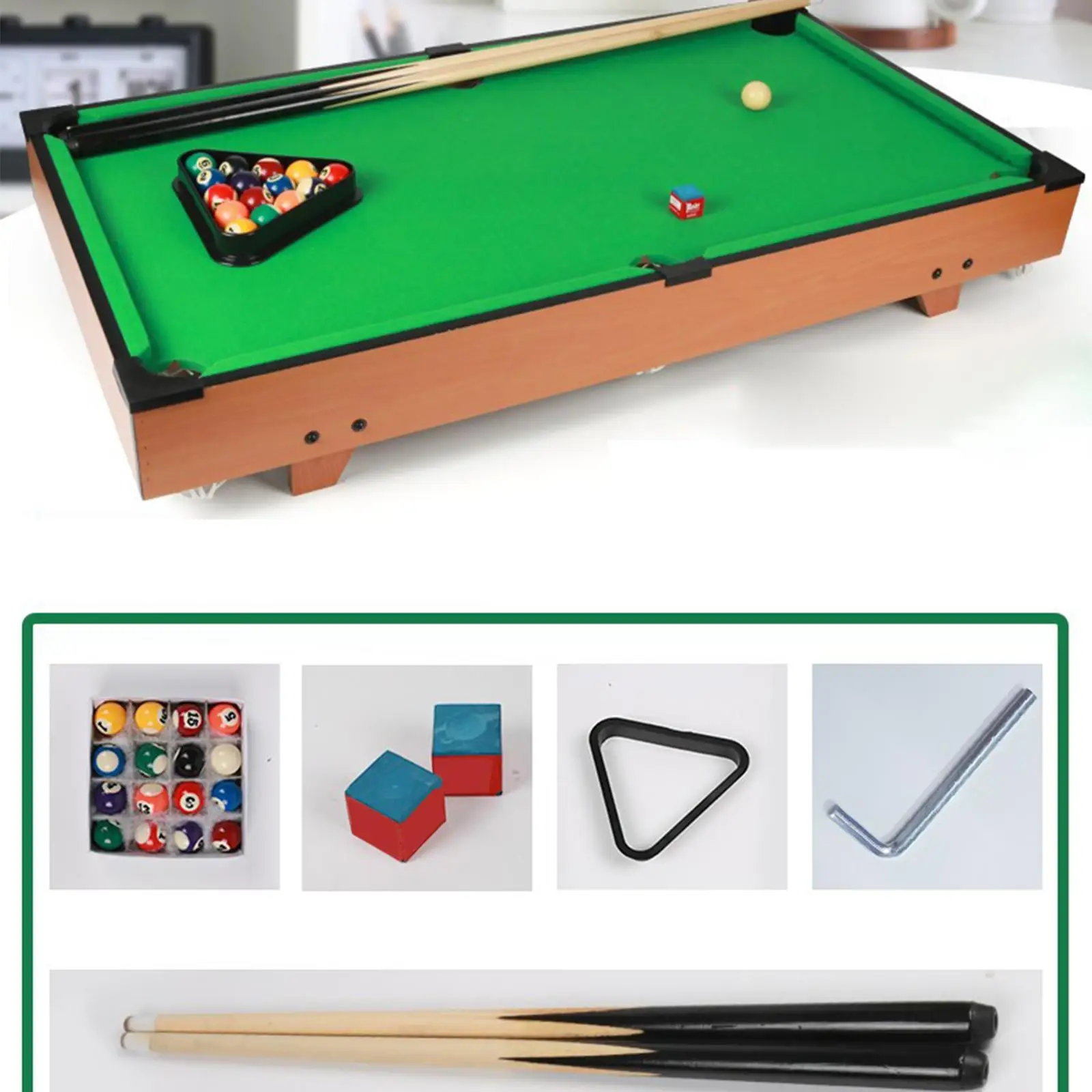 Kids Pool Table Set Desktop Snooker Table Playroom Portable Small Tabletop Billiards for Adults Family
