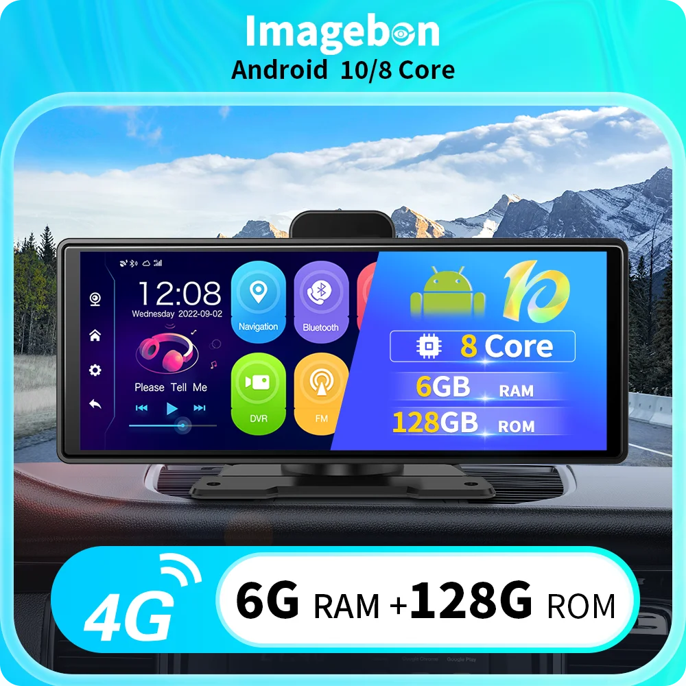 이미지본 M20 10.26인치 4G LTE 안드로이드 10 차량용 DVR 6+128G ..