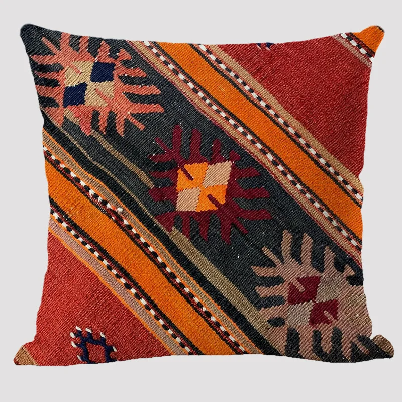 Bohemian Patterns Linen Cushions Case Multicolors Abstract Ethnic Geometry Print Decorative Pillows Case Living Room Sofa Pillow 