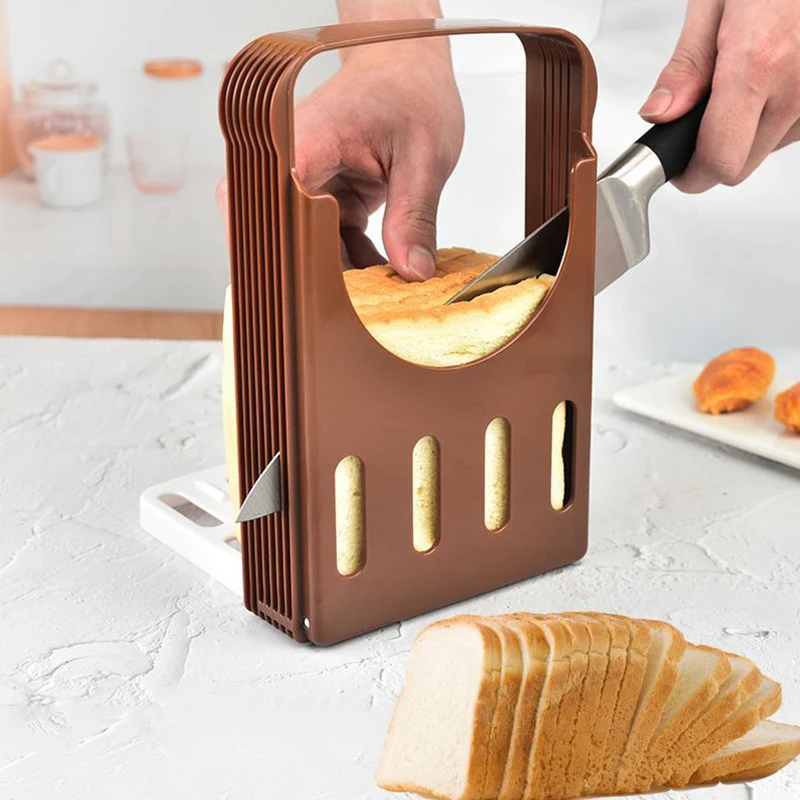 

Bread Toast Slicer Plastic Foldable Loaf Cut Rack Cutting Guide Slicing Tool Kitchen Accessories Practical Cakes Split Tools