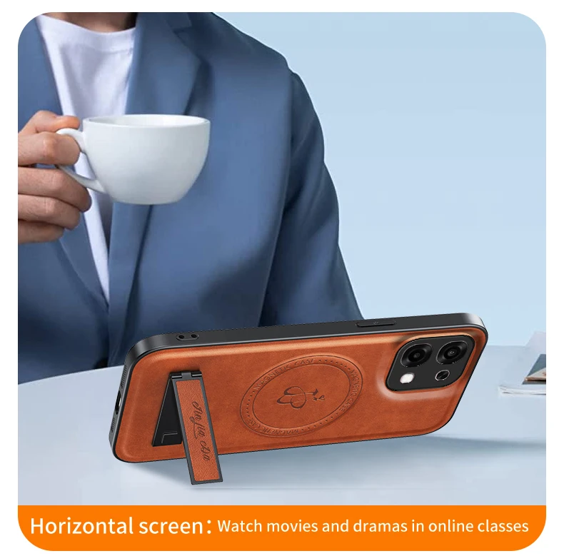 Leather Stand Case with Magnetic Holder and Camera Protector