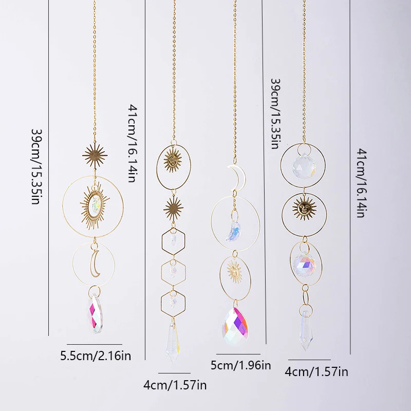 Sun Catcher Star Moon Light Catcher Window Pendant Decoration Home Hanging Wind Chime Crystal Pendant