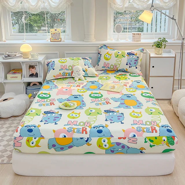 伸縮性のあるヘッドバンド付きのフィットシートカバー,子供用の漫画付きの柔らかい枕カバー,シングルベッド 伸縮性のあるヘッドバンド付きのフィットシートカバー,子供用の漫画