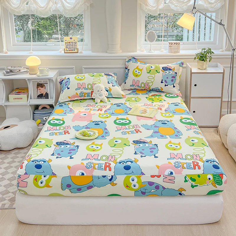 Bedspreads Cartoon Kids Bedding Fitted Sheet Elastic Band Around Mattress Cover Single King Size sabanas Bed Cover Bed Sheets 2