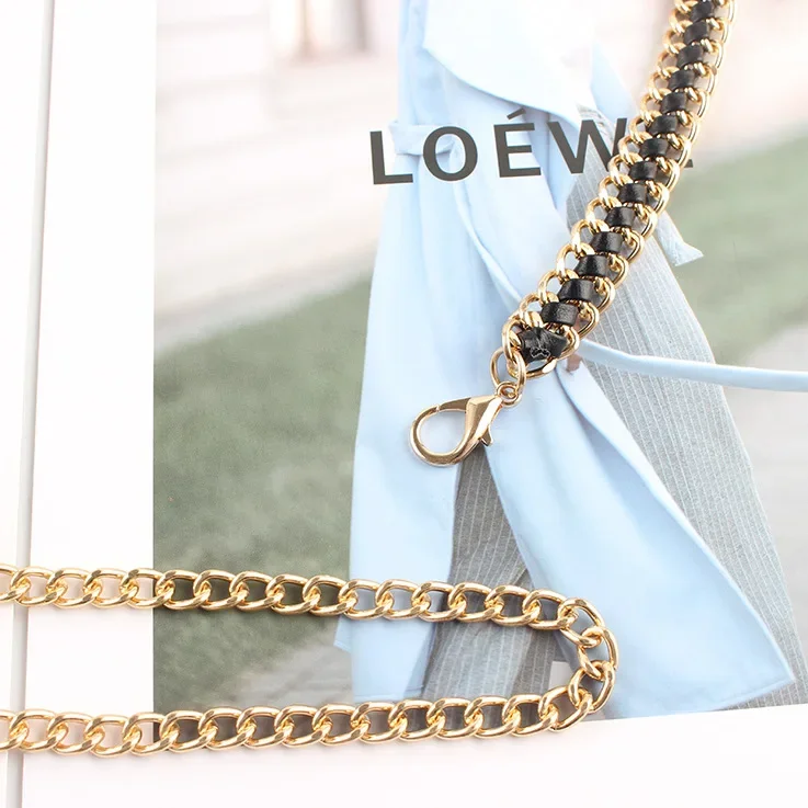 Song QiyA black chain belt for women decorative accessory for the waist with dresses and pants trendy Chaintweed style